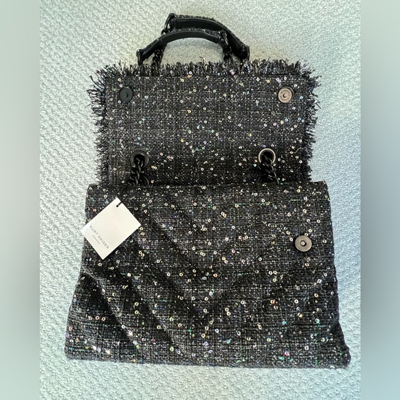 Kurt Geiger Large Kensington Tweed Shoulder Bag with Sequins - Picture 5 of 6
